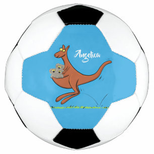 Cute kangaroo and koalas cartoon illustration football