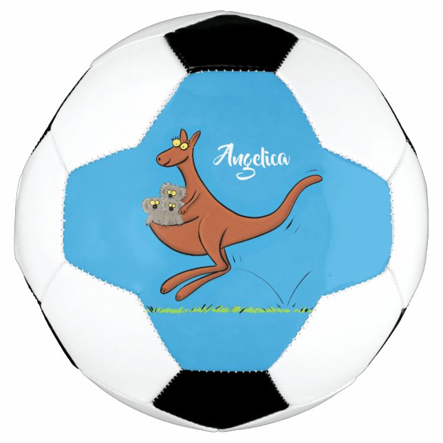 Cute kangaroo and koalas cartoon illustration football (Front)