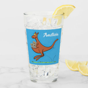 Cute kangaroo and koalas cartoon illustration glass