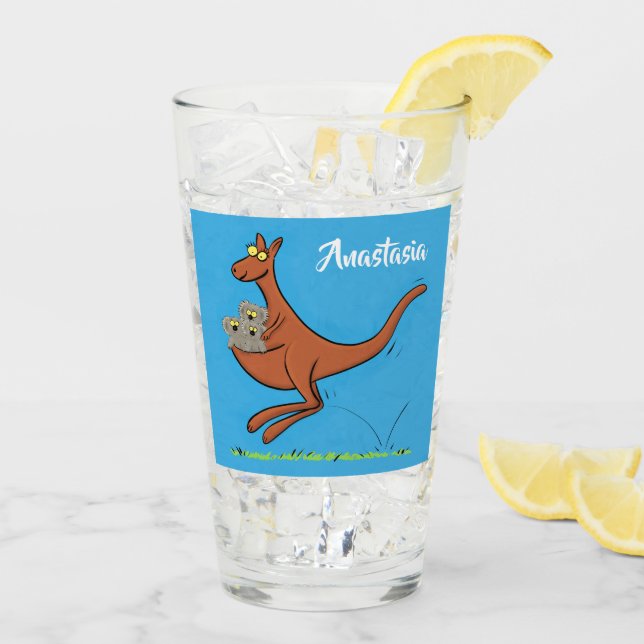 Cute kangaroo and koalas cartoon illustration glass (Back Ice)