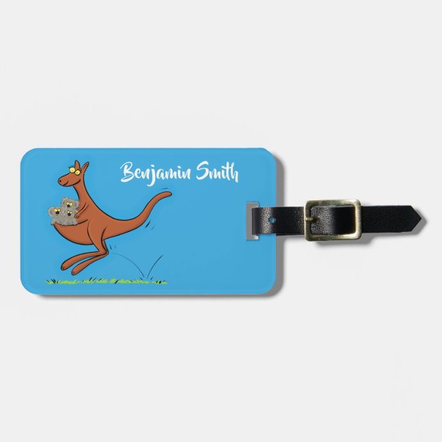 Cute kangaroo and koalas cartoon illustration luggage tag (Front Horizontal)