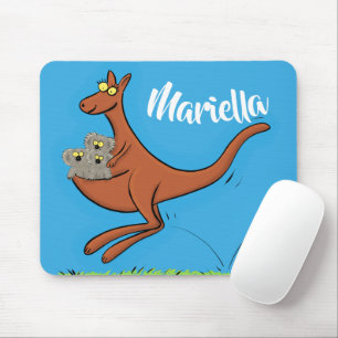 Cute kangaroo and koalas cartoon illustration mouse mat