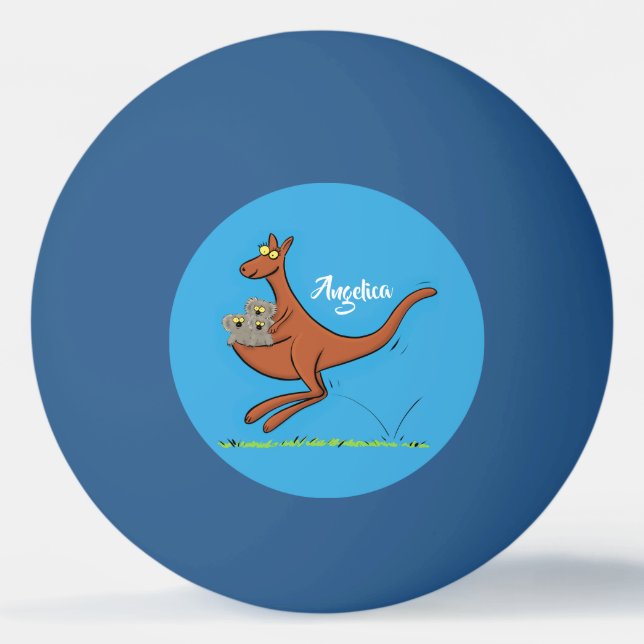 Cute kangaroo and koalas cartoon illustration ping pong ball (Front)