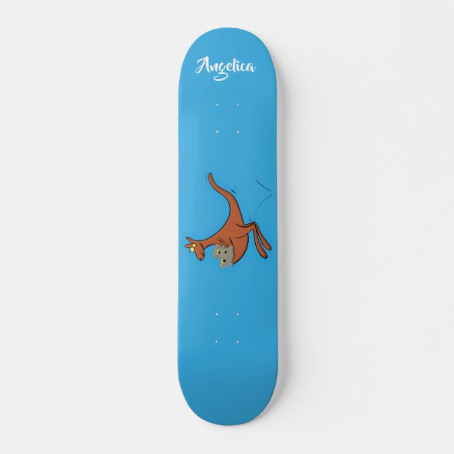 Cute kangaroo and koalas cartoon illustration skateboard (Front)