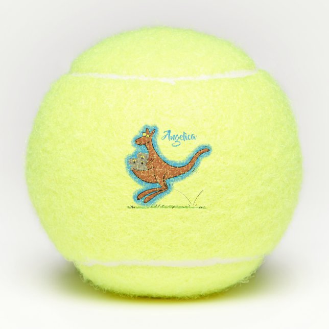 Cute kangaroo and koalas cartoon illustration tennis balls (Front)