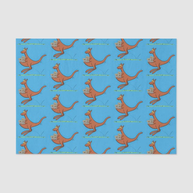 Cute kangaroo and koalas cartoon illustration tissue paper (Front)