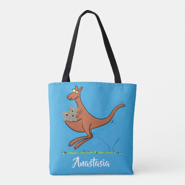 Cute kangaroo and koalas cartoon illustration tote bag (Back)