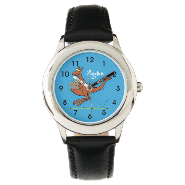 Cute kangaroo and koalas cartoon illustration watch (Front)