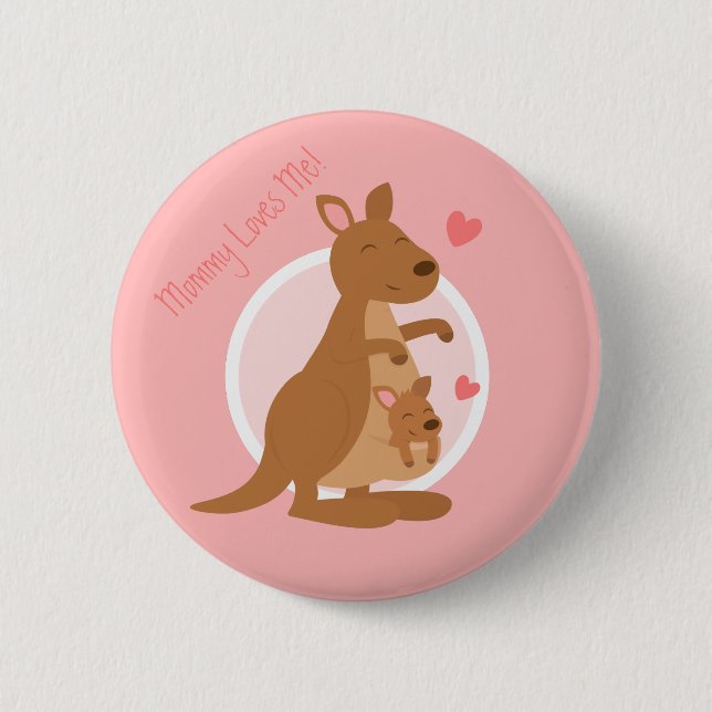 Cute Kangaroo Baby Joey Mother Child For Kids 6 Cm Round Badge (Front)
