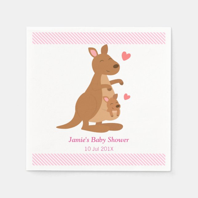 Cute Kangaroo Baby Shower Party Napkin (Front)