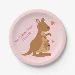 Cute Kangaroo Baby Shower Party Paper Plate