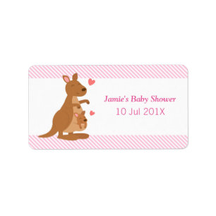 Cute Kangaroo Baby Shower Party Treats Label
