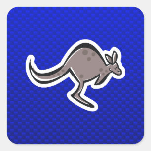 Cute Kangaroo; Blue Square Sticker