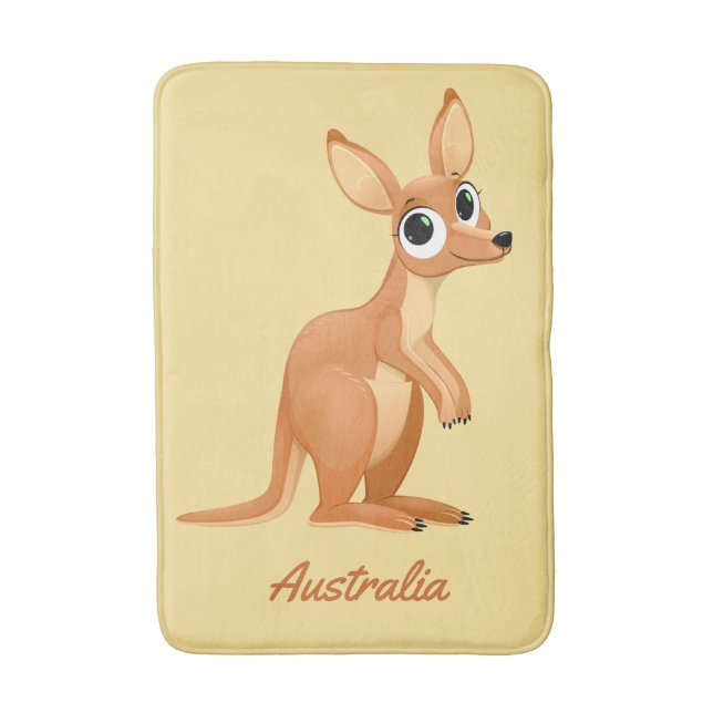 Cute Kangaroo custom text bath mats (Front Vertical)