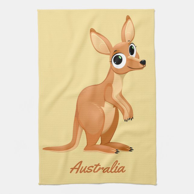 Cute Kangaroo custom text hand towel (Vertical)