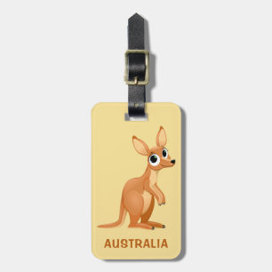 Cute Kangaroo custom text luggage tag