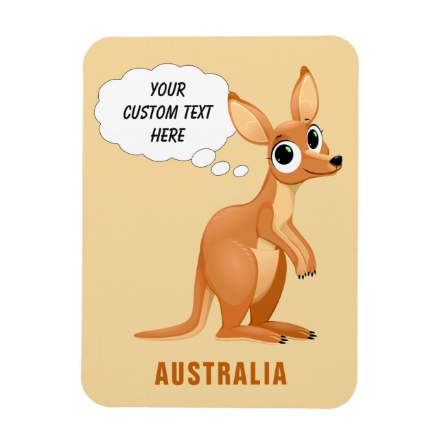 Cute Kangaroo custom text magnet (Vertical)
