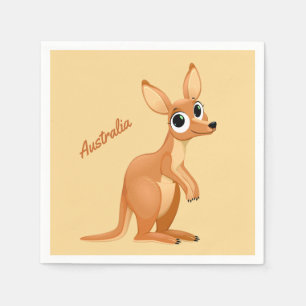 Cute Kangaroo custom text paper napkins