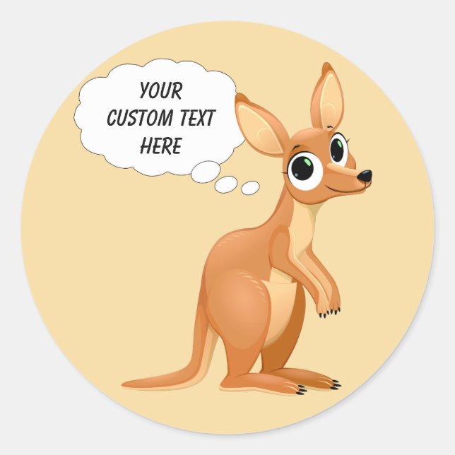 Cute Kangaroo custom text stickers (Front)