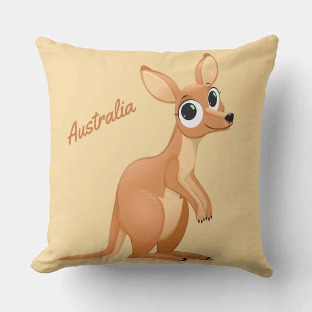 Cute Kangaroo custom text throw pillows (Front)