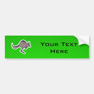 Cute Kangaroo; Green Bumper Sticker