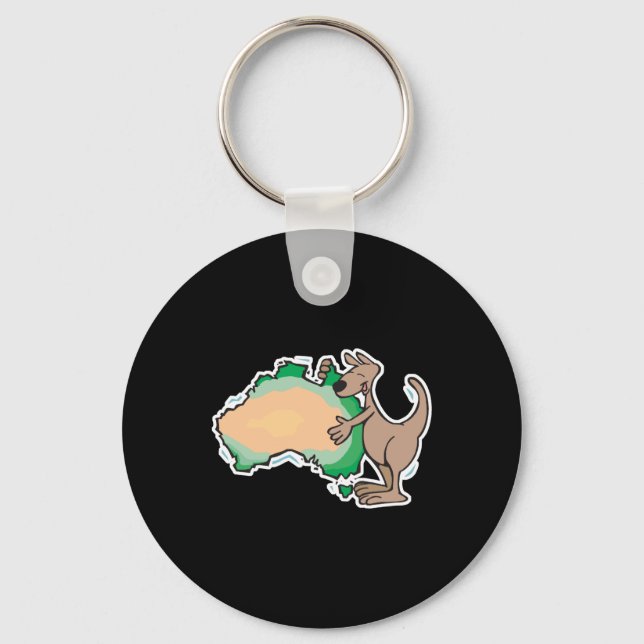 cute kangaroo hugging australia key ring (Front)