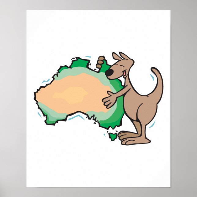 cute kangaroo hugging australia poster (Front)