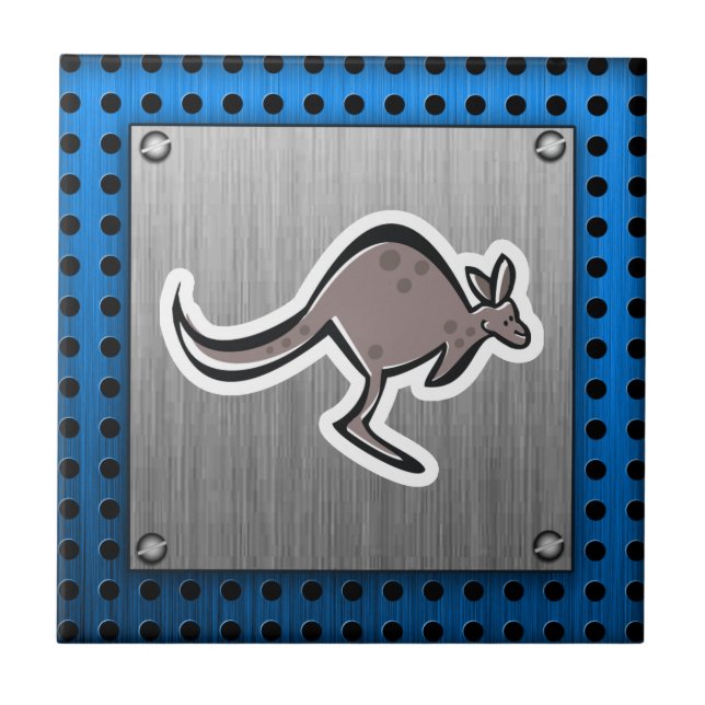 Cute Kangaroo; Metal-look Tile (Front)