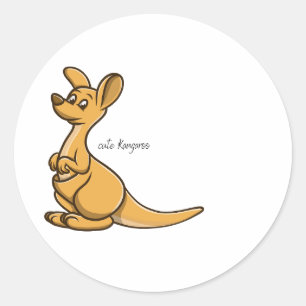 Cute Kangaroo text  round sticker