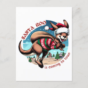 Cute kangaroo wishing you Merry Xmas Funny Santa  Postcard