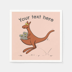 Cute Kangaroo with koalas cartoon paper napkins