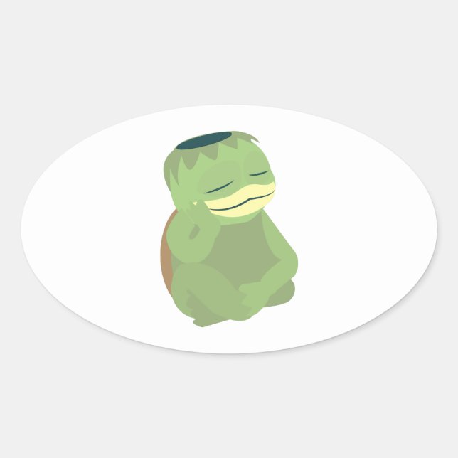 Cute Kappa Oval Sticker (Front)