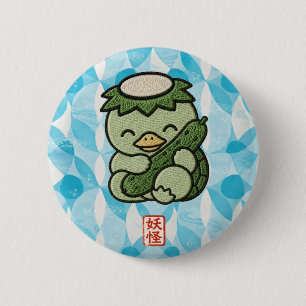 Cute Kappa Pin Button Japanese Yokai Badge Kaw