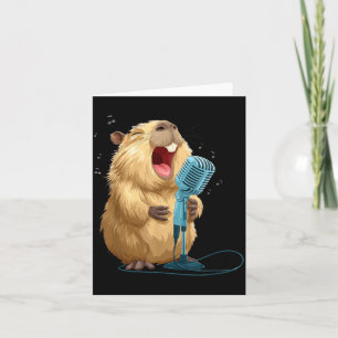 Cute Karaoke Capybara with Mic for Funny Singer Card