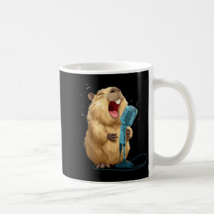 Cute Karaoke Capybara with Mic for Funny Singer Coffee Mug