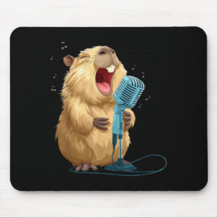 Cute Karaoke Capybara with Mic for Funny Singer Mouse Mat
