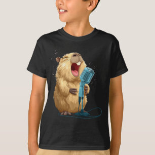 Cute Karaoke Capybara with Mic for Funny Singer T-Shirt
