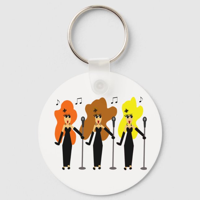 Cute Karaoke Divas Keychain (Front)