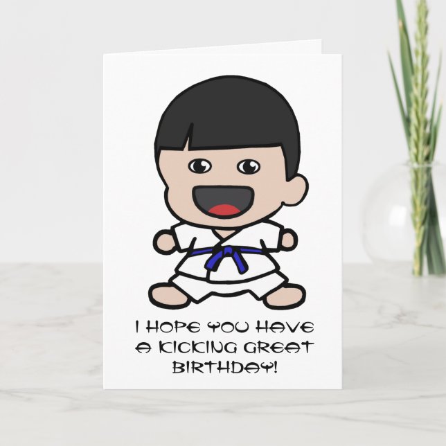 Cute Karate Birthday Card for Boys (Front)
