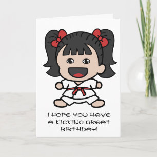Cute Karate Birthday Card for Girls