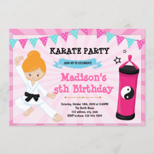 Cute karate birthday party invitation