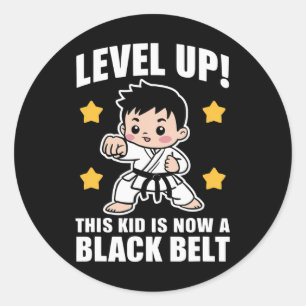 Cute Karate Black Belt Achievement Boys Kids  Classic Round Sticker