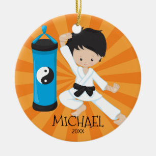 Cute Karate Boy Personalised Christmas Ornament