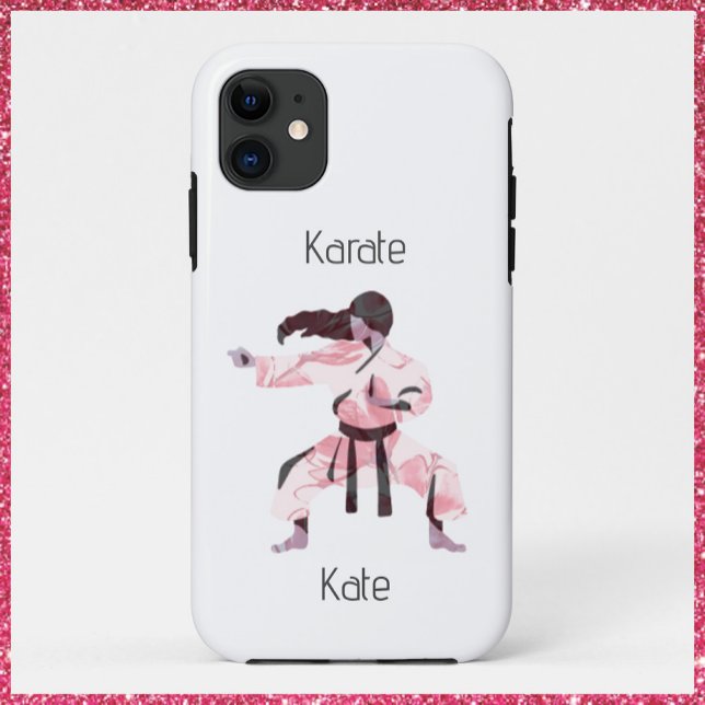 Cute Karate Girl Martial Arts  Case-Mate iPhone Case (Bookmark my store! https://www.zazzle.com/store/capricepetit)
