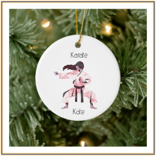Cute Karate Girl Martial Arts  Ceramic Tree Decoration