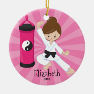 Cute Karate Girl Personalised Christmas Ornament