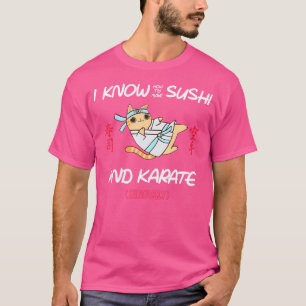 Cute Karate Japanese Cat Sushi Chef Funny Kawaii K T-Shirt