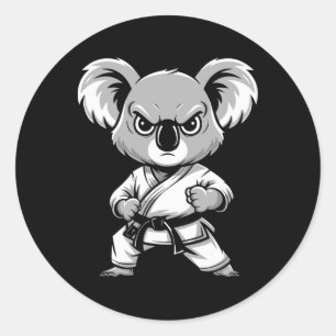 Cute Karate Koala Martial Arts Funny For Kids Boys Classic Round Sticker