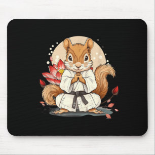 Cute Karate Squirrel Lotus Flower Kickboxing Kung Mouse Mat