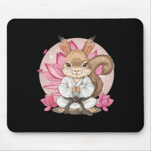 Cute Karate Squirrel Lotus Flower Kung Fu Mma Kick Mouse Mat